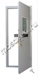 Дверь в комнату хранения оружия с окном порошкового окраса КХО-20 - купить от производителя Мосдвери Дверь в комнату хранения оружия с окном порошкового окраса КХО-20