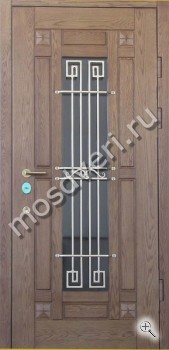 Коричневая входная дверь с элементами ковки - купить от производителя Мосдвери Коричневая входная дверь с элементами ковки
