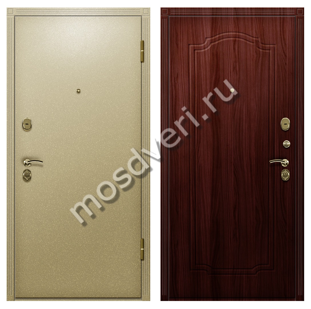 Входная дверь одностворчатая порошковая в дом с панелями МДФ под темную вишню - купить от производителя Мосдвери Входная дверь одностворчатая порошковая в дом с панелями МДФ под темную вишню