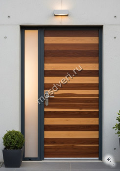 Дизайнерская входная дверь в дом коричневая - купить от производителя Мосдвери Дизайнерская входная дверь в дом коричневая