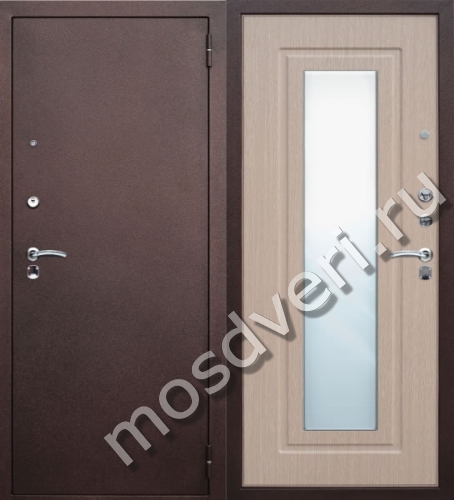 Входная дверь металлическая коричневая с зеркалом ВДЗ-848 - купить от производителя Мосдвери Входная дверь металлическая коричневая с зеркалом ВДЗ-848